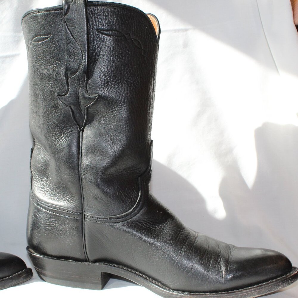 Lucchese Black Leather Boots Size 8D - Picture 10 of 16